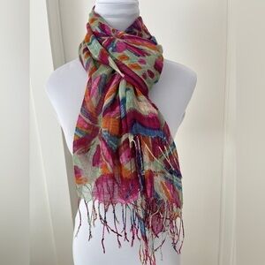 SCARF Shawl Sheer Woven Colourful Abstract Floral Travel Vacation Spring Summer
